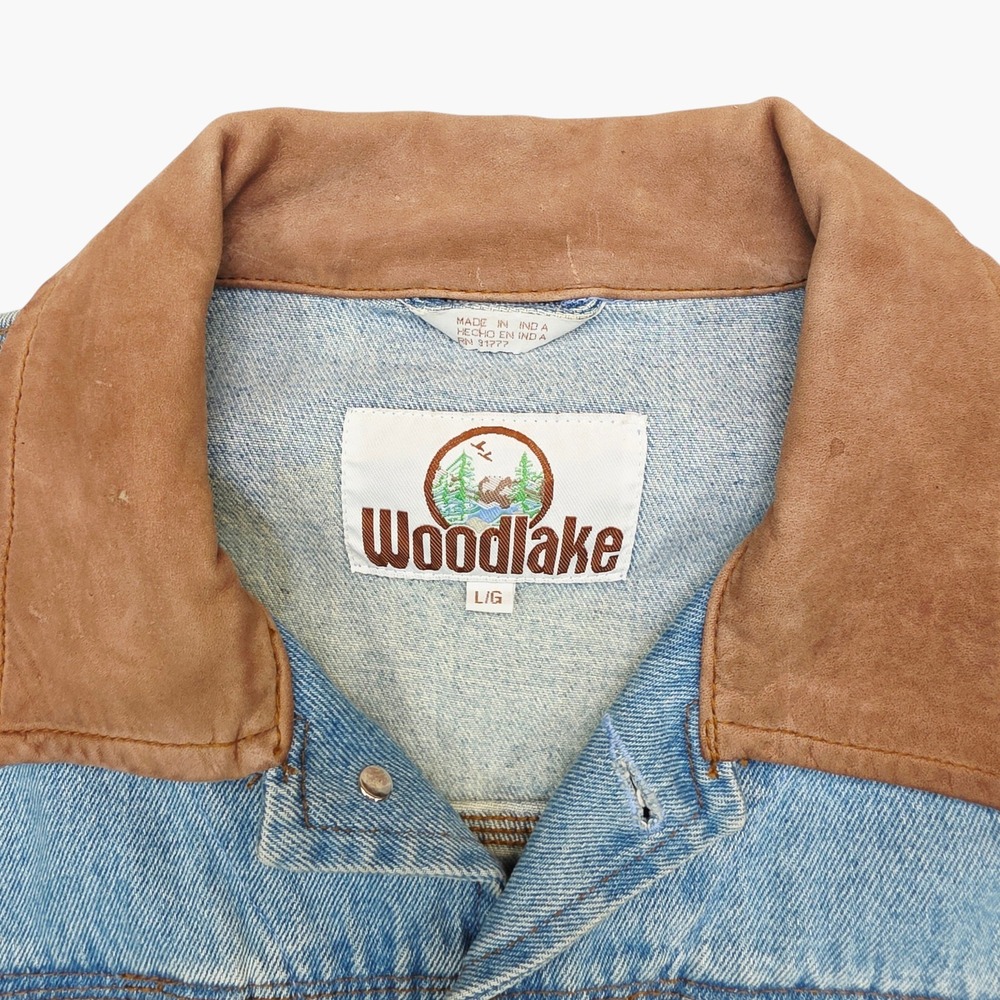 Vintage Woodlake Denim Jacket Rock N Roll Marathon Embroidered Blue Large - Picture 2 of 11